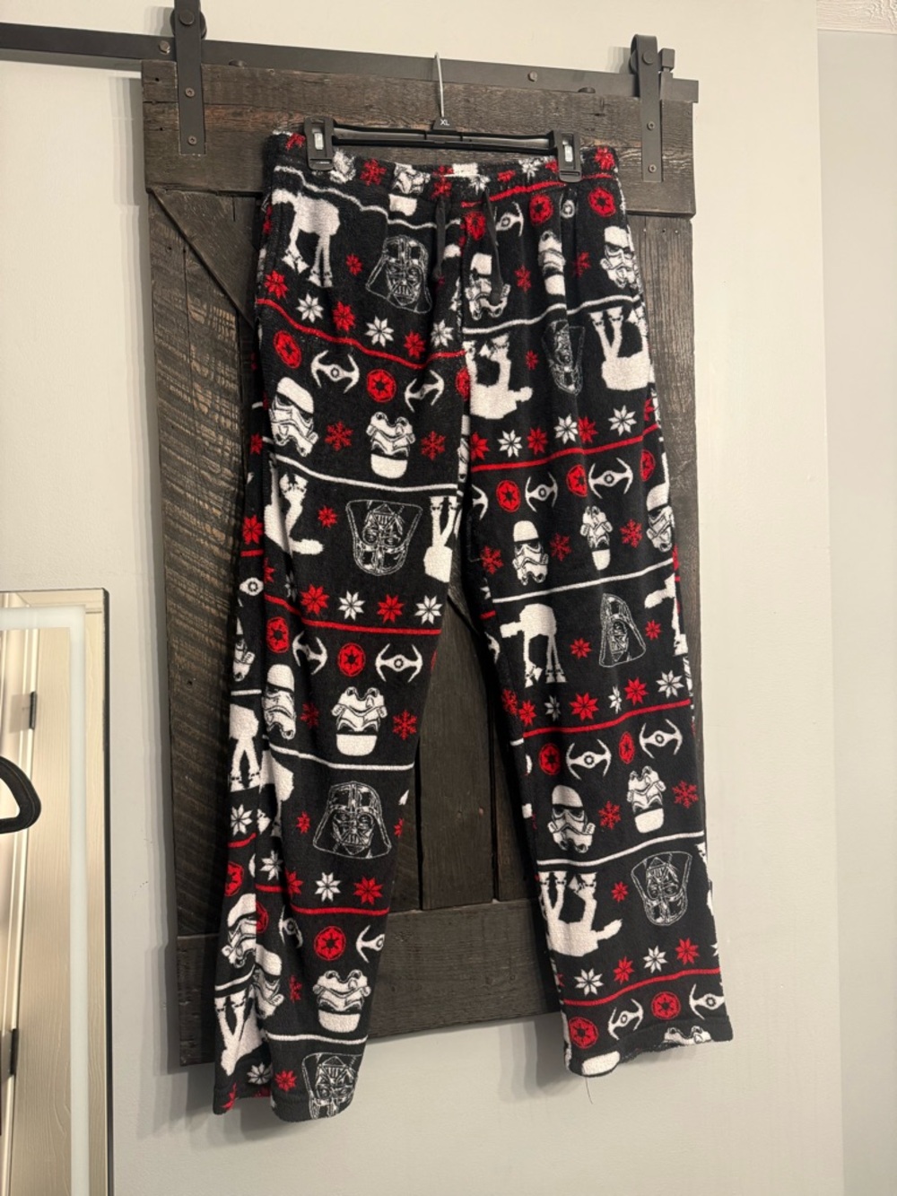 Star Wars Black, White & Red Fleece Pajama Pants with Character Icons